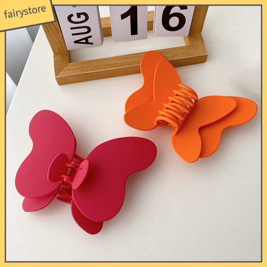 Kẹp Tóc Hai Lớp Màu Trơn Chống Nứt Nẻ Hình Bướm Dành Cho Nữ