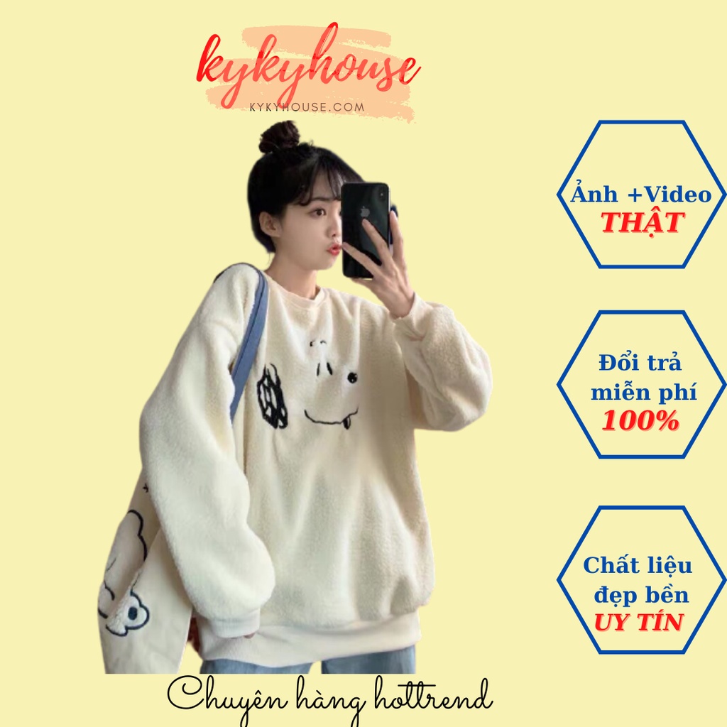 Áo Khoác Sweater Nữ Nam Unisex Thu Đông, Hoodie Thêu Chú Chó Kykyhose thời trang hottrend