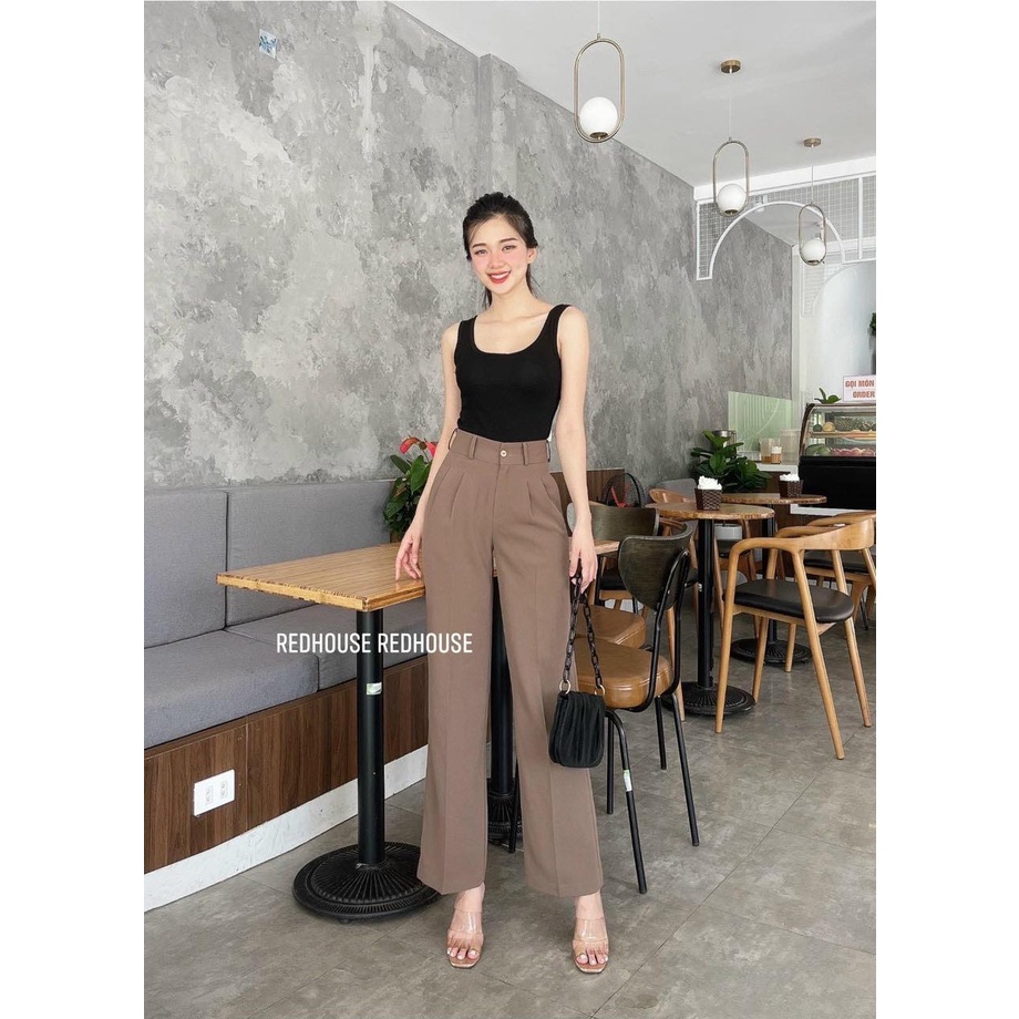 Quần Ống suông rộng cạp cao chất đẹp- Quần culothes 1 nút cạp cao-Mã 88A