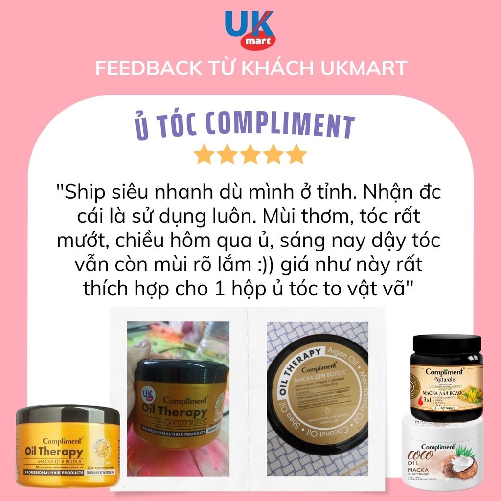 Ủ Tóc Compliment Oil Therapy Argan Oil 500ml Chăm Sóc Chuẩn Salon Phục Hồi Dưỡng Tóc Chắc Khoẻ Bóng Mượt Bồng Bềnh