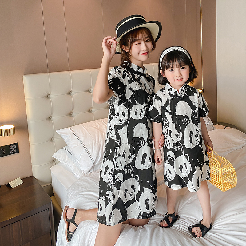Đầm sườn xám thời trang mùa hè đáng yêu cho mẹ và bé
