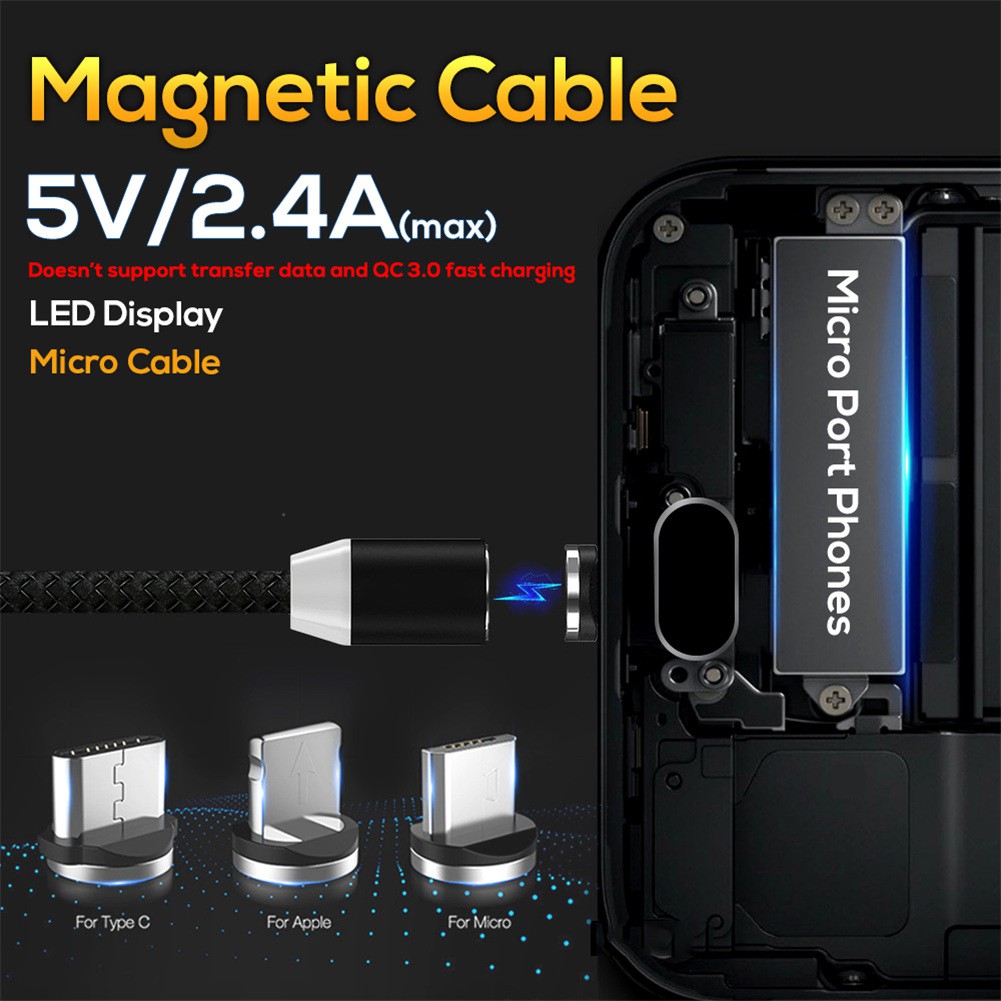 Cáp sạc từ tính 3 trong 1 Type-C cho iPhone Android