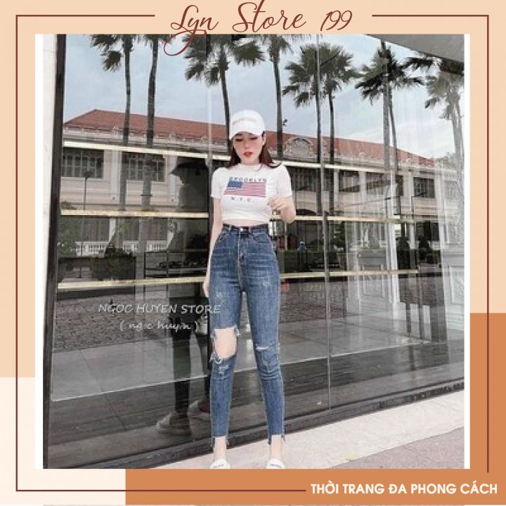 Quần Jeans, Quần Bò Dáng Ôm Rách Xước Phối Cá Tính Đủ Size 1 Màu Duy Nhất Mã Q8