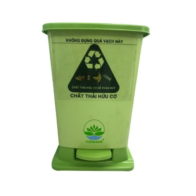 Thùng rác y tế, Thùng rác nhựa nắp kín đạp chân 15 lít (Dán nhãn phân loại rác chuẩn)