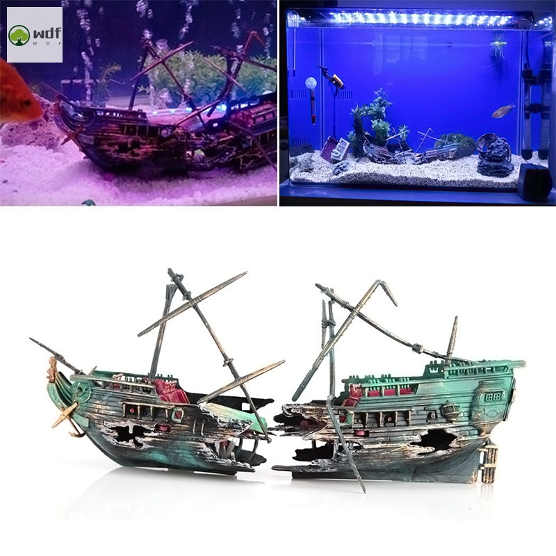 Mô hình tàu đắm trang trí bể cá độc đáo
