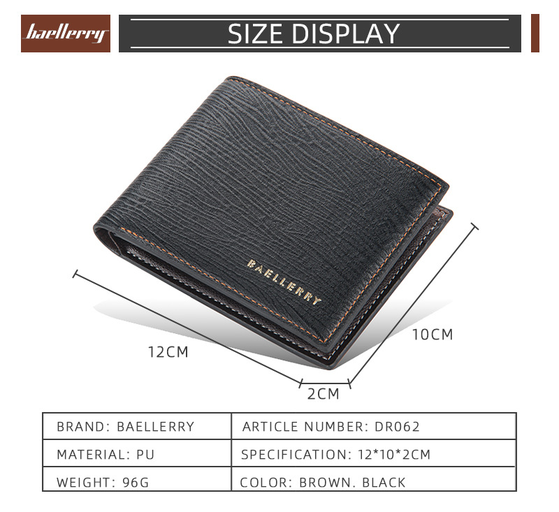 Baellerry Short Wallet Men's Multi-card Horizontal Coin Purse Fashion Ultra-thin  Youth Wallet