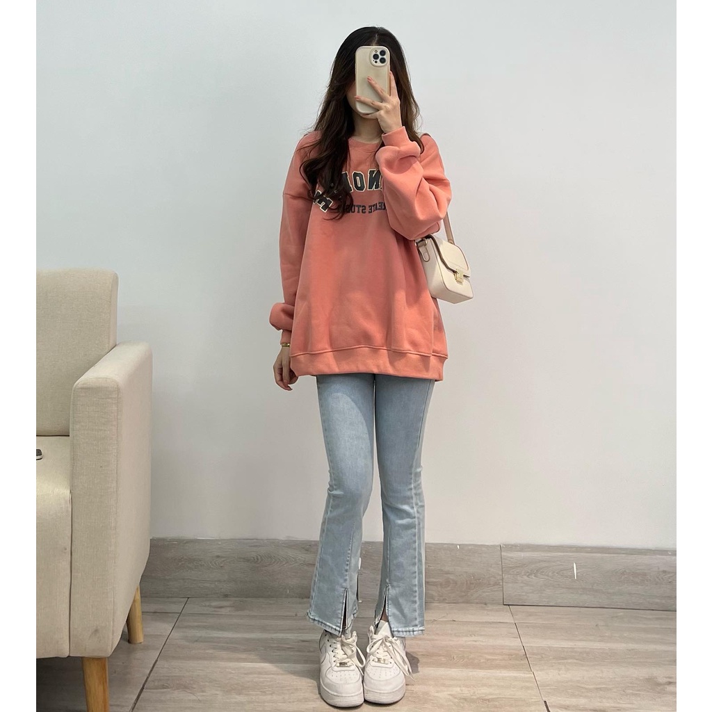 Áo sweater nỉ bông dày dặn dặn ILLNOISE thời trang nữ Miho house