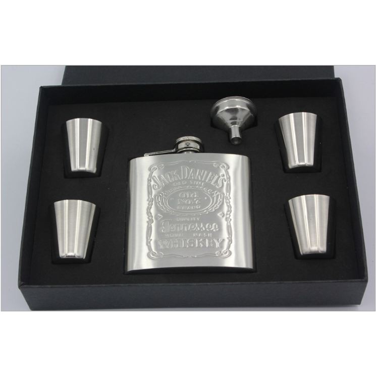 Bộ Bình đựng rượu inox Hip Flask 6oz 168ml, 4 ly, 1 phễu