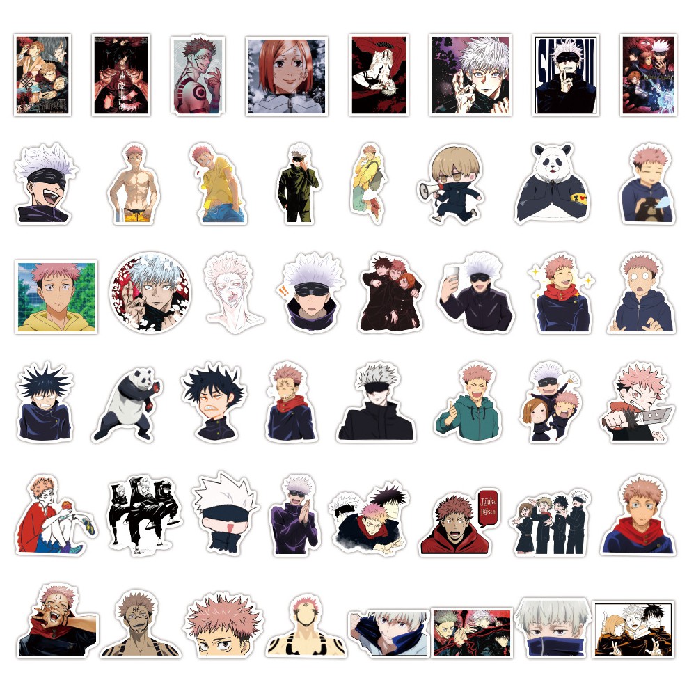Set 100 miếng sticker dán trang trí hình các nhân vật trong Jujutsu Kaisen