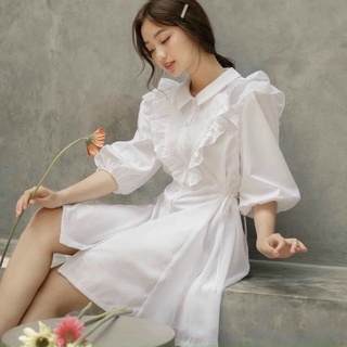 Đầm phối bèo tay lỡ 2 màu (kèm hình thật)