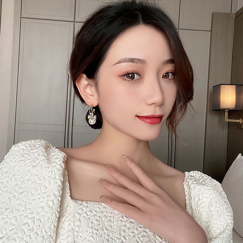 Bông Tai Mạ Bạc 925 Đính Nơ Và Ngọc Trai Thời Trang Cho Nữ