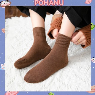 Tất cao cổ Pohanu màu trơn xếp li cho nữ dày giá rẻ đẹp  TN125