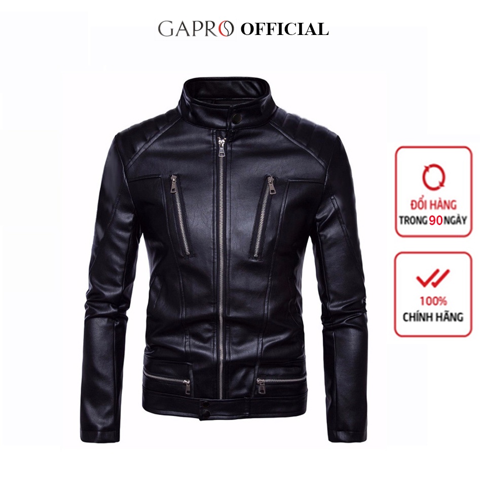 Áo khoác da nam lót dù 6 dây kéo cao cấp Gapro Fashion ADA023