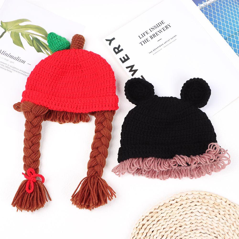 LAYOR1 Mũ Len Trùm Tai Giữ Ấm Kiểu Dáng Dễ Thương Cho Bé