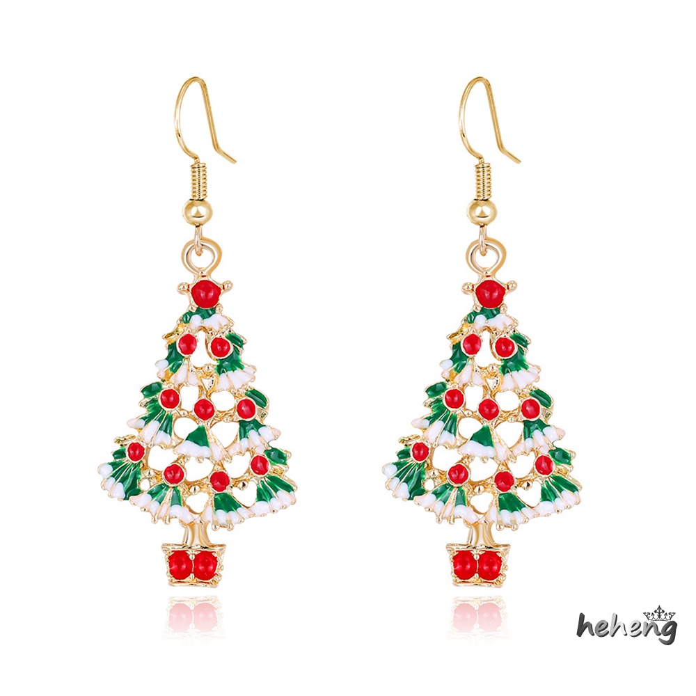 Bông Tai Móc Hình Cây Thông Bằng Hợp Kim Không Gây Dị Ứng Độc Đáo Trang Trí Tiệc Giáng Sinh