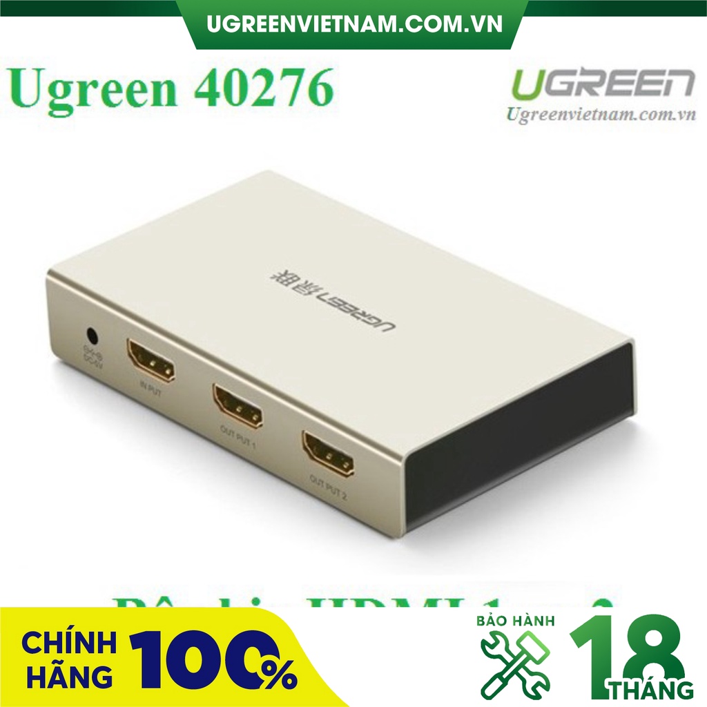 [ELCL100K giảm max 100K đơn 700K] Bộ chia HDMI 1 ra 2 cổng hỗ trợ 4Kx2K full HD 1080P chính hãng Ugreen 40276 cao cấp