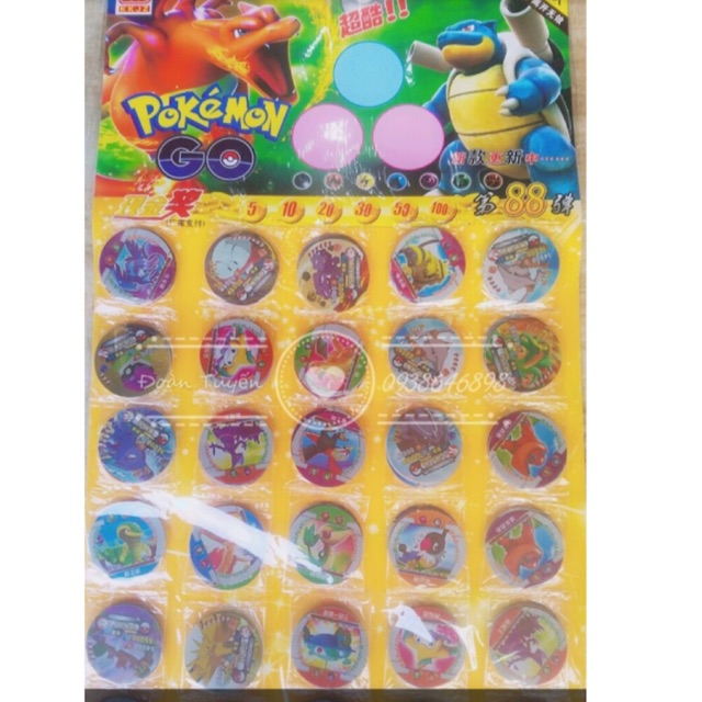 Vỉ bài tròn pokemon go (30 bộ)
