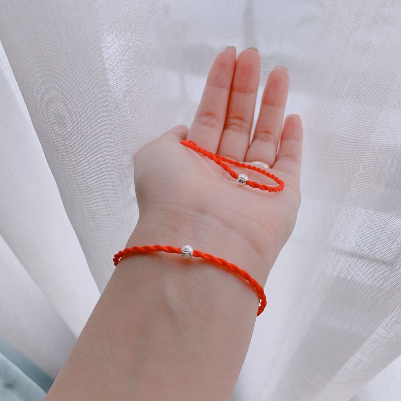 Vòng bạc chỉ đỏ may mắn bi bạc nguyên chất - [HÀNG CÓ SẴN] - Tuna Shop Trang sức Bạc