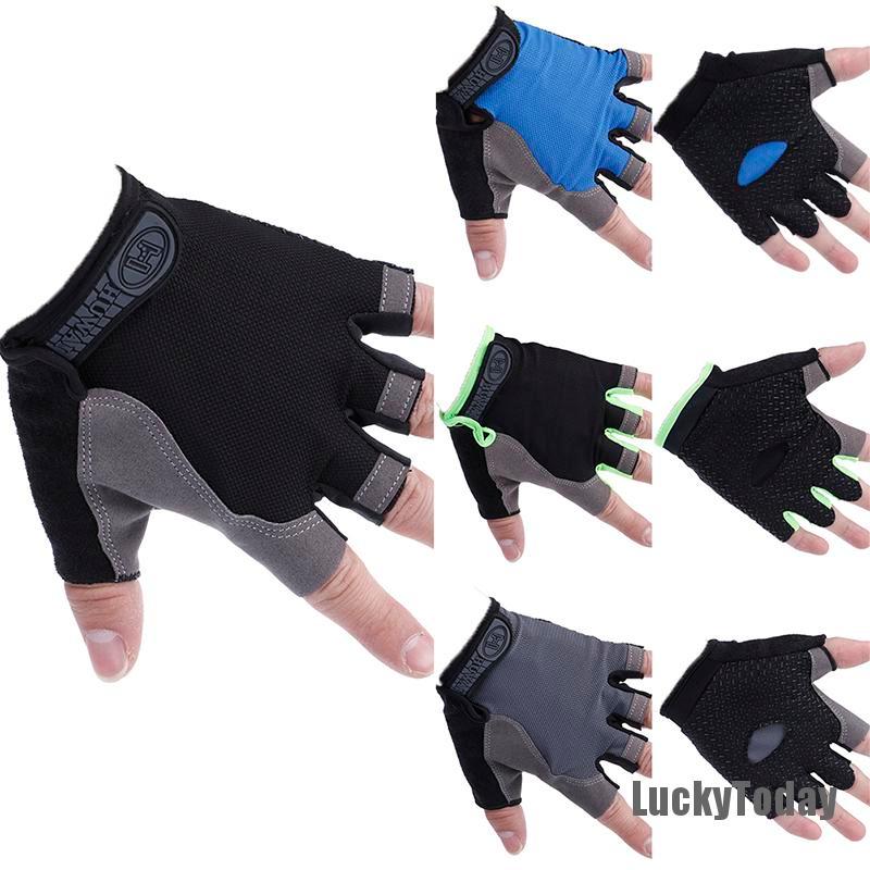 [LuckyToday] Women Men Sport Cycling Fitness GYM Workout Exercise Half Finger Gloves Bike