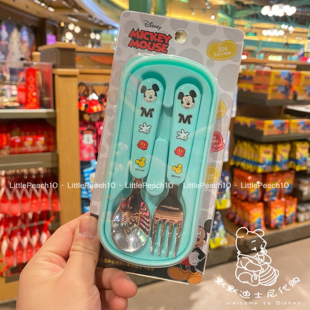 Set 2 món muỗng nĩa kèm hộp Disney hình Frozen Car Mcqueen Mickey Minnie cho trẻ em bé trai gái