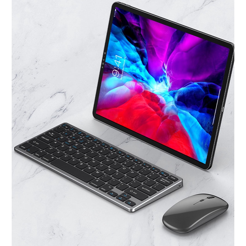 Bộ bàn phím chuột ko dây mini K922 pin sạc lại,kết nối 3 chế độ ko dây cho PC,Laptop,táo