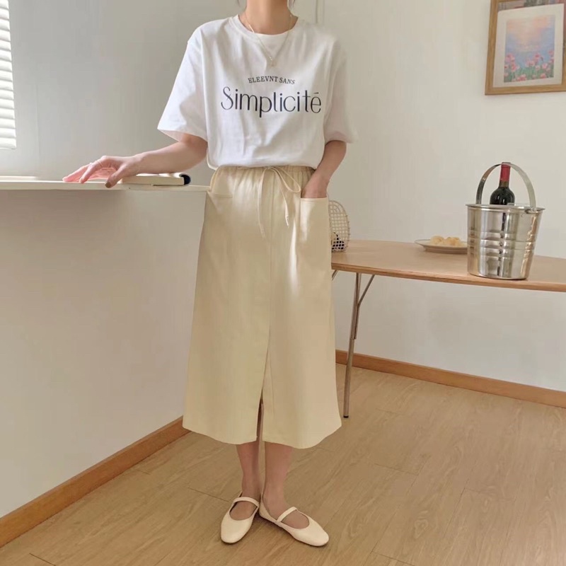 Chân váy jeans Hàn buộc eo