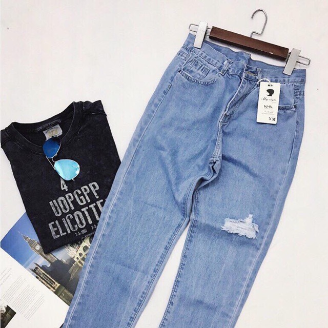 Quần jean baggy rách gối