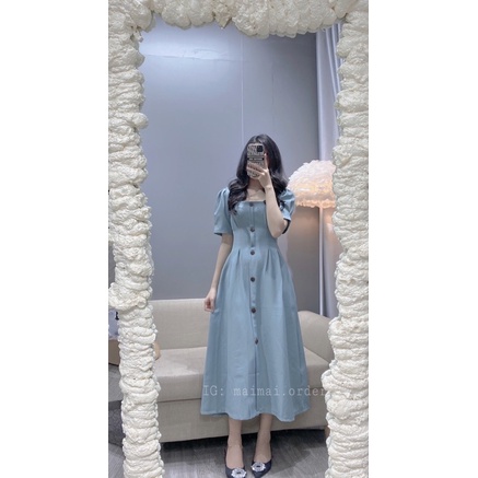 VÁY CỔ VUÔNG BO EO