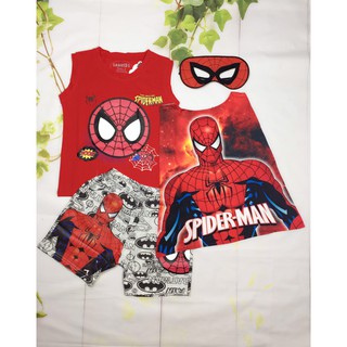 [TẶNG KHĂNG CHOÀNG-MẶT NẠ]Đồ bộ thun bé trai siêu nhân nhện-Spider man từ 10-40Kg-giặt không vở hình-H&N