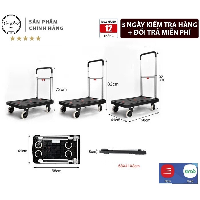 [SIÊU GỌN- DÒNG NHẬP NGUYÊN CHIẾC] Xe Đẩy Hàng, Xe Đẩy Hàng 4 Bánh Gấp Gọn - Bỏ Cốp ÔTô cho không gian nhỏ hẹp