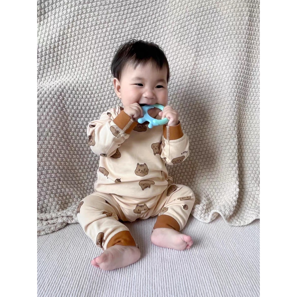 Bộ dài tay cho bé trai bé gái mẫu Quần áo trẻ em họa tiết đang yêu cho trẻ từ 3-12kg