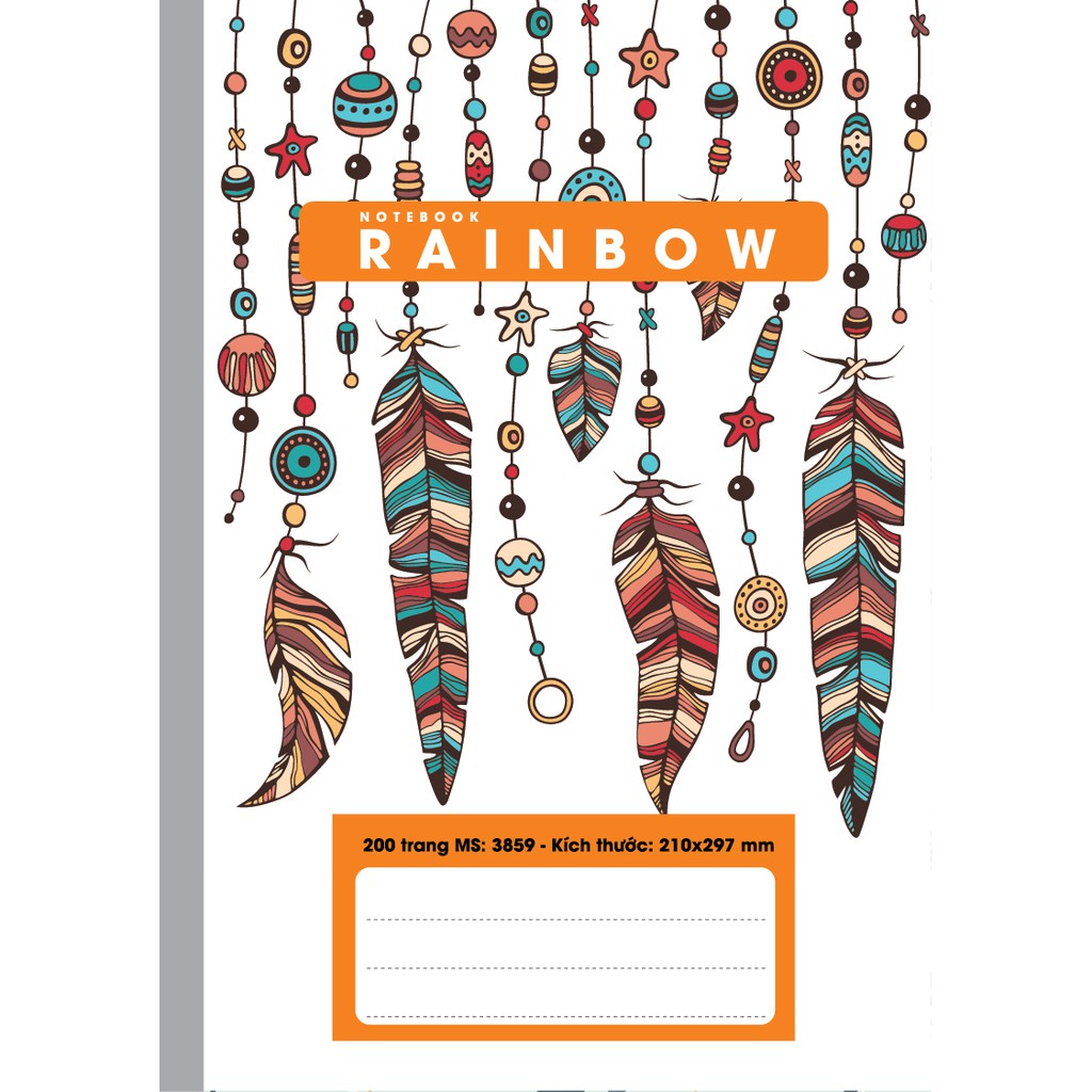 HẢI TIẾN  Sổ may gáy bìa bồi Rainbow A4 - 200 trang Lốc 5 quyển