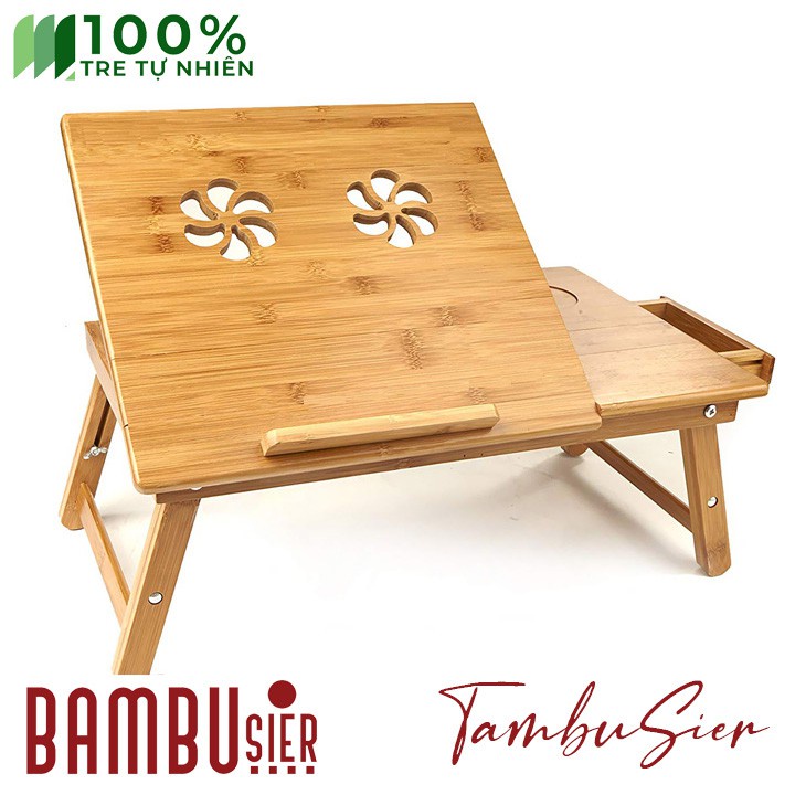 Bàn để laptop gỗ tre đa năng gấp gọn chân rút dài tăng chiều cao - kê 100% tự nhiên [TABLIX-02]