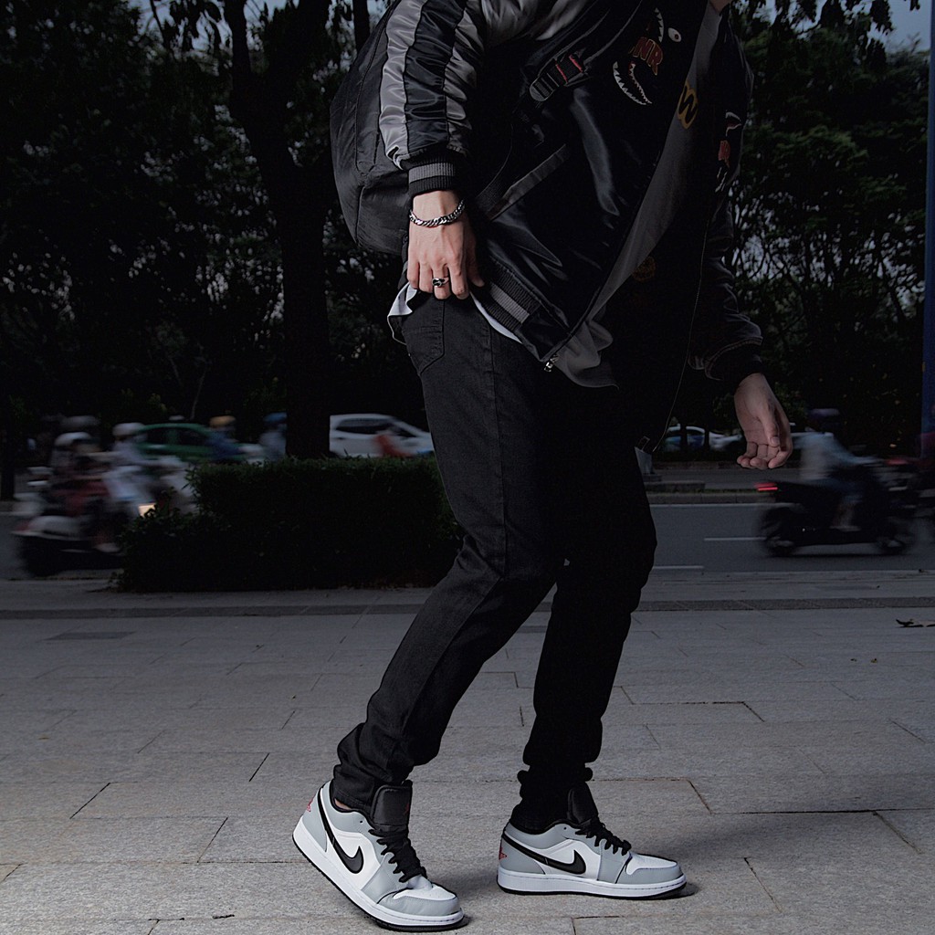 Quần jean nam streetwear cao cấp FNOS màu đen trơn form slimfit jean thun co giãn | BigBuy360 - bigbuy360.vn