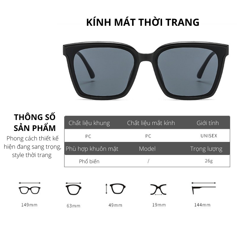 Kính nữ thời trang chống tia uv thiết kế dáng vuông sang chảnh phong cách Hàn Quốc