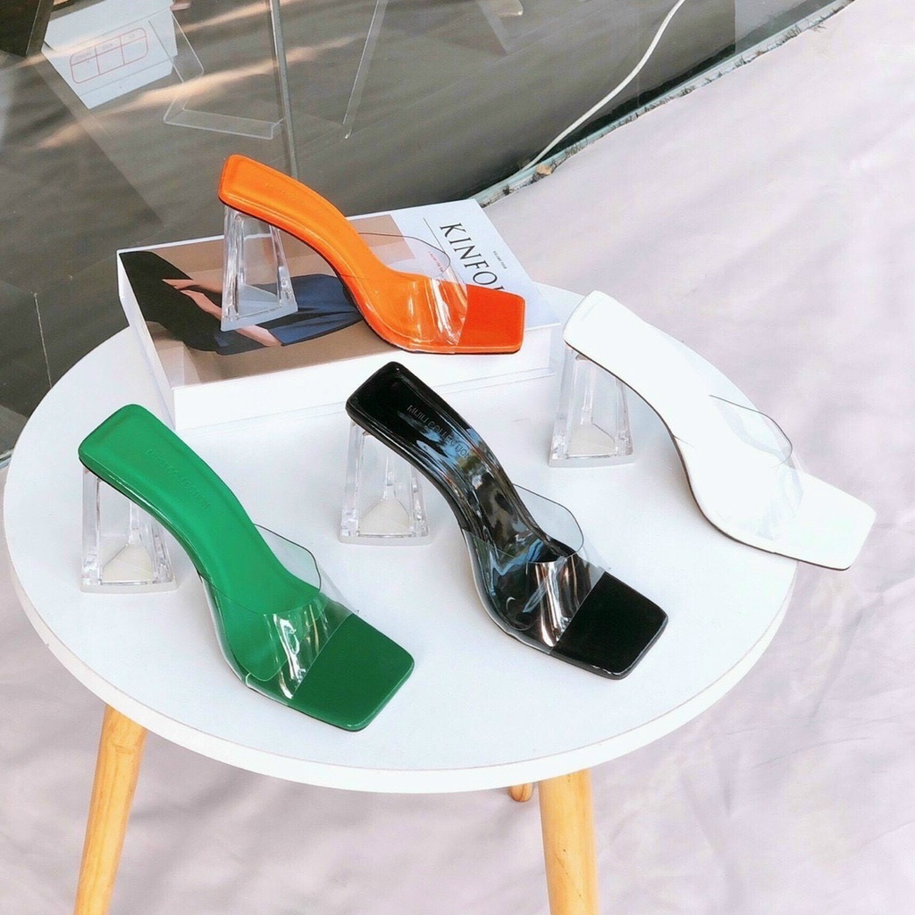 Dép Guốc gót tam giác trong 9p quai bản trong hot trend