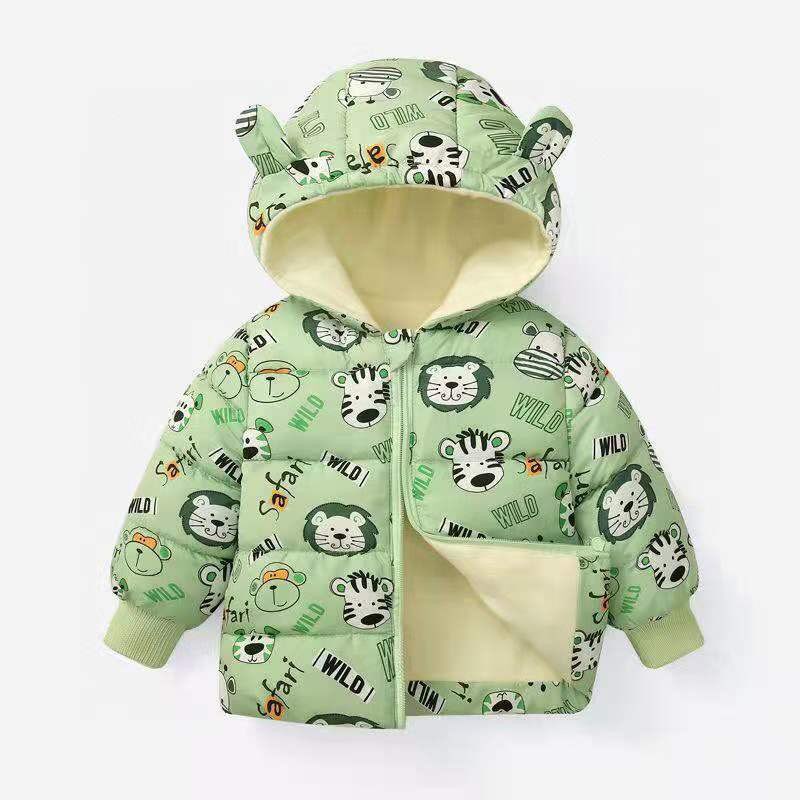 Áo khoác trẻ em, áo khoác phao tai gấu nót nỉ dày cho bé trai bé gái AP05
