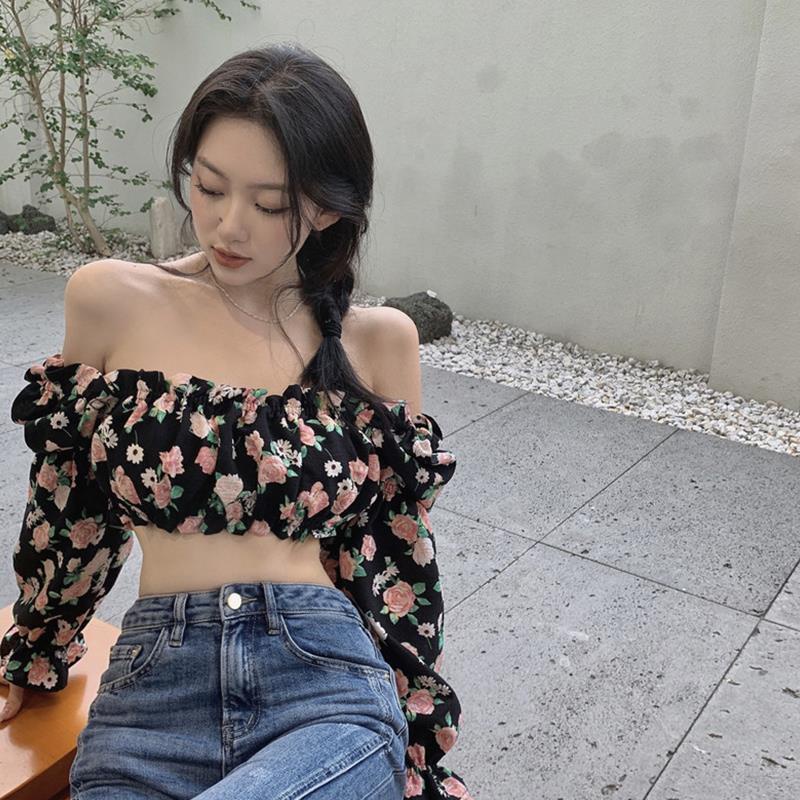 Áo Sơ Mi Voan Hoa Dài Tay Thời Trang Retro Pháp Dành Cho Nữ