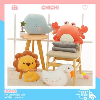 Bộ chăn gối văn phòng hình thú siêu đáng yêu gấu gối mền 3 trong 1 cute ChiChi GM039