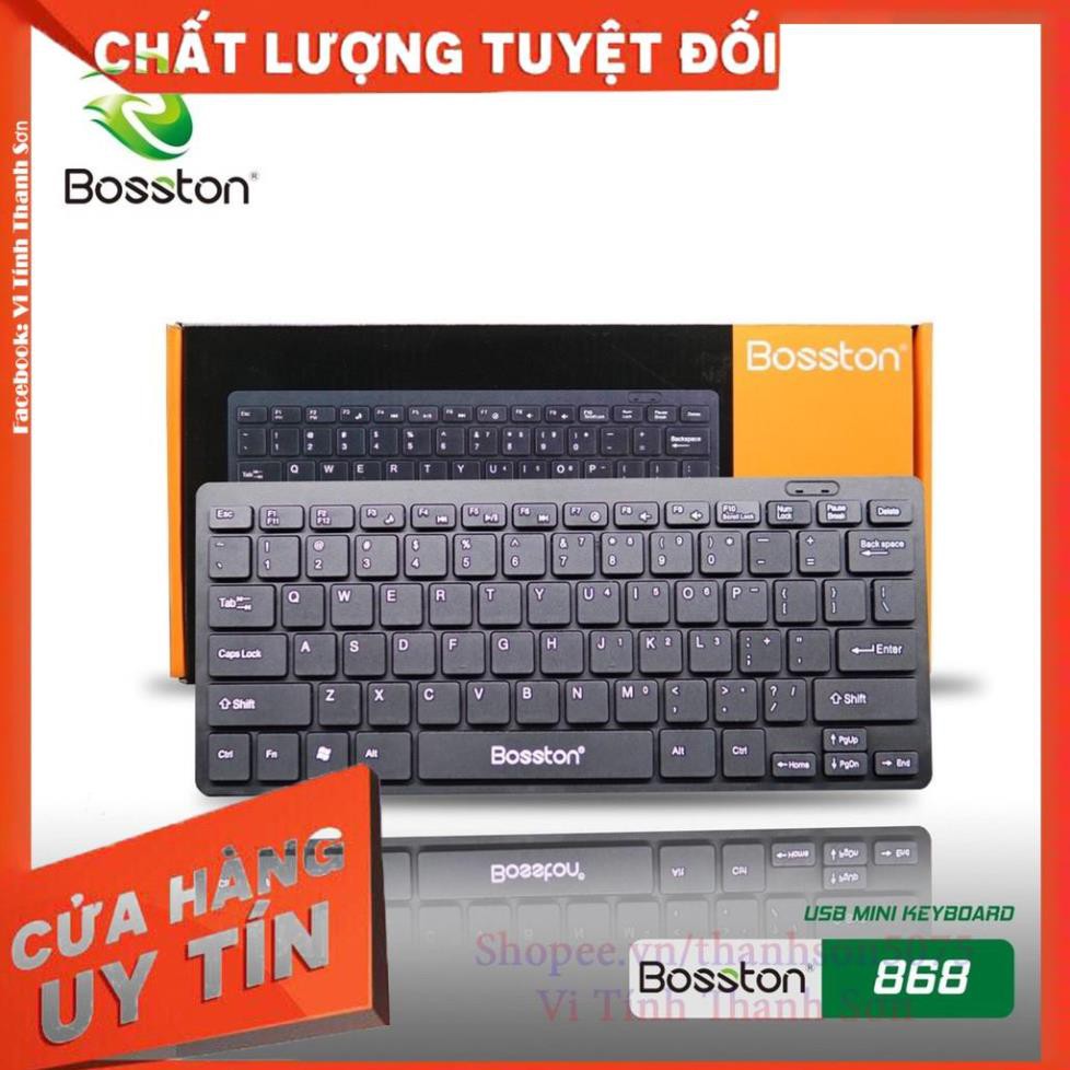 Bàn phím mini có dây Bosston 868 (Đen) Thiết kế giảm tiếng ồn / Keyboard Bosston 868 Mini - Vi Tính Thanh Sơn