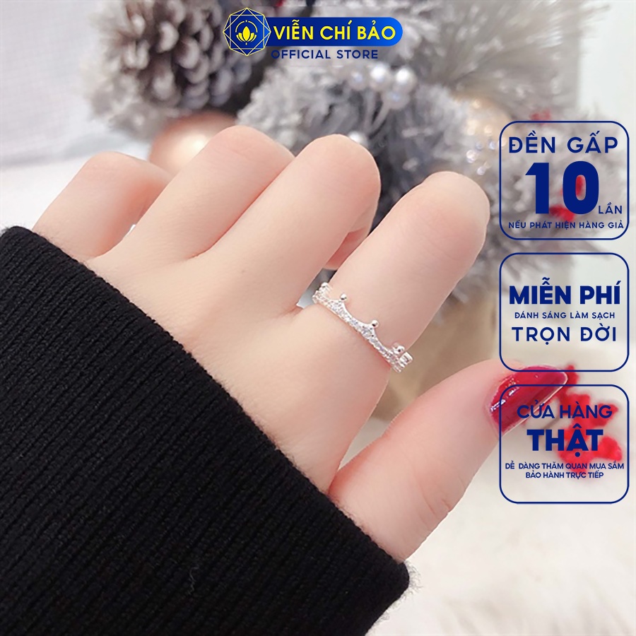 Nhẫn bạc nữ vương miện Crown đính đá chất liệu bạc 925 thời trang phụ kiện trang sức nữ Viễn Chí Bảo N400597