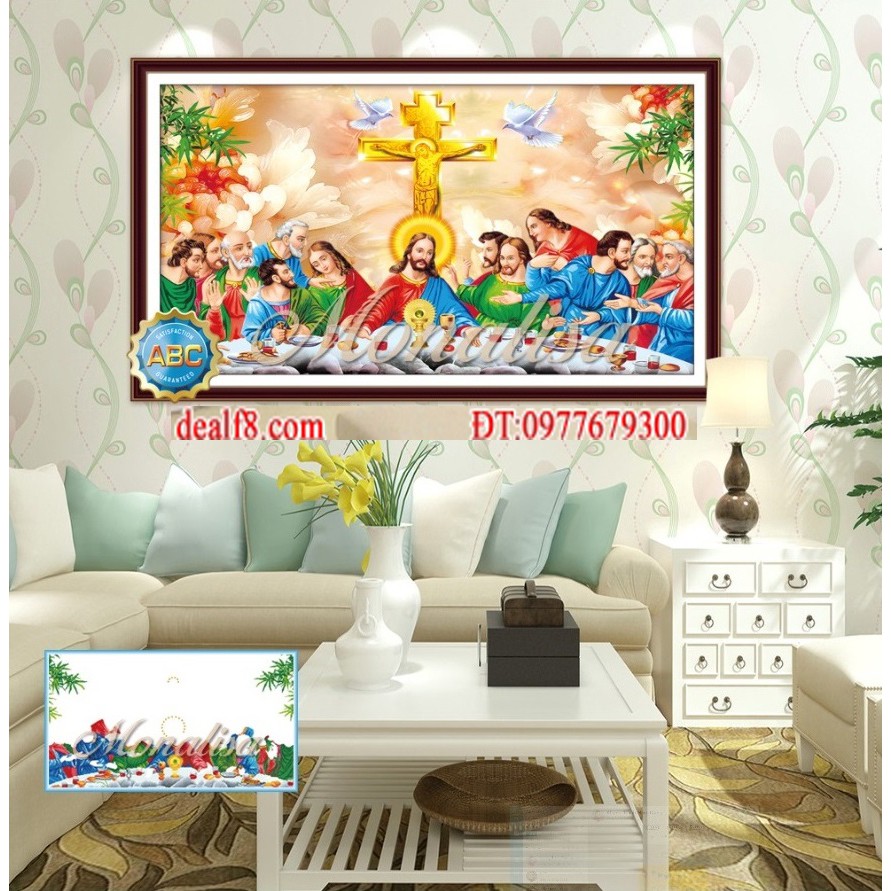 Tranh đính đá chúa Bữa Tiệc Cuối Cùng. Kích thước: 120x70cm