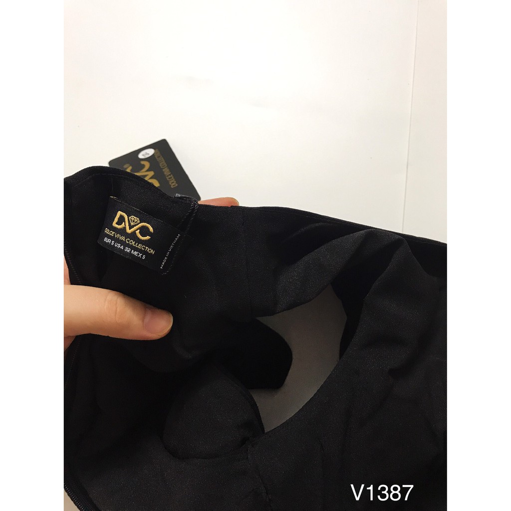 Váy đen suông nơ trắng V1387 - Đẹp Shop DVC (Kèm ảnh thật trải sàn do shop tự chụp) | BigBuy360 - bigbuy360.vn