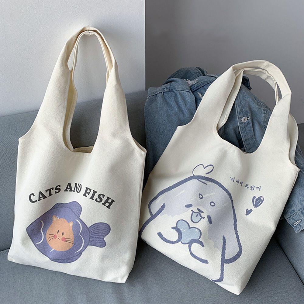 EBINLANDS Túi Xách Nữ Vải Bố Họa Tiết Hoạt Hình