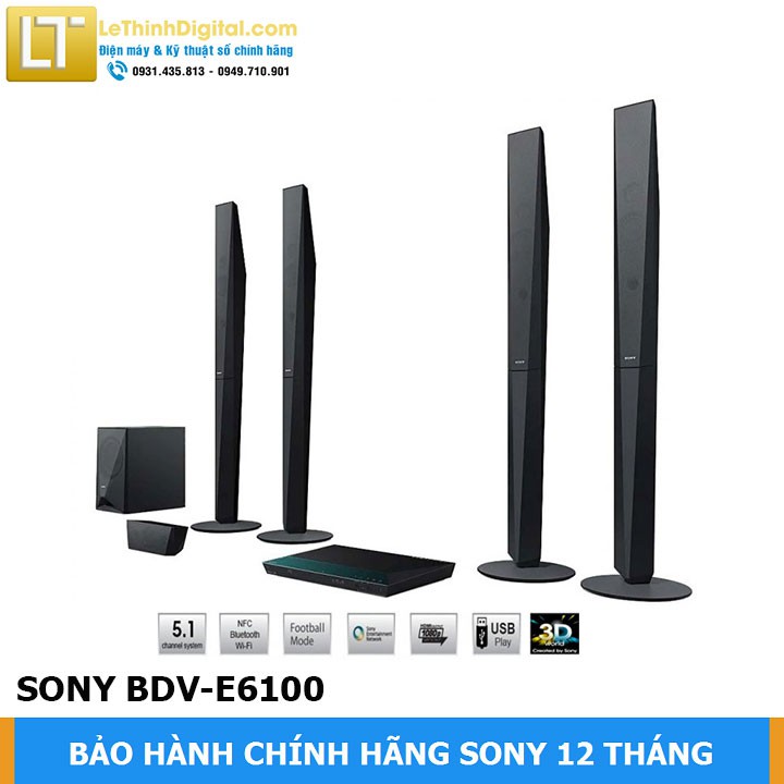 [Giao miễn phí tại TP.HCM] Dàn âm thanh Sony 3D Blu-ray BDV-E6100 - Hãng phân phối - Bảo hành chính hãng 12 tháng