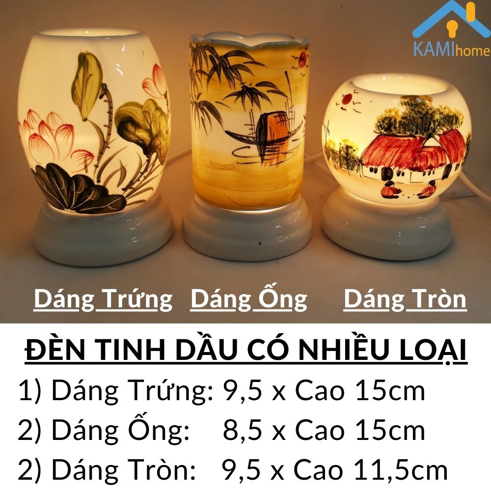 Đèn xông tinh dầu cắm điện thơm phòng đuổi muỗi hình Ống Trứng Tròn (Chọn Mẫu) sứ Bát Tràng Việt Nam