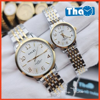 Đồng Hồ Cặp Đôi Nam Nữ Halei 484 Dây Demi Mặt Trắng Sang Trọng