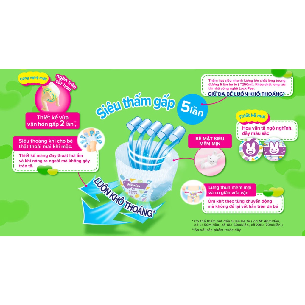 Tã Quần Merries GoodSkin Cỡ M Cho Trẻ Từ 7-12kg 50 Miếng