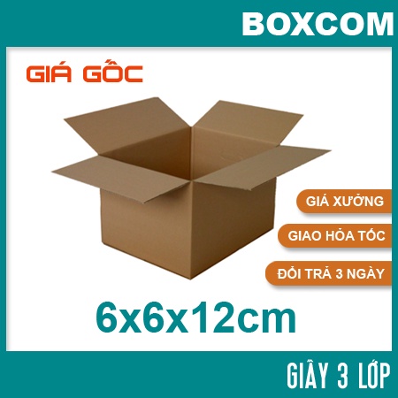 [HCM] - Combo 10 hộp - Size 6x6x12 Thùng Carton, hộp carton đóng hàng