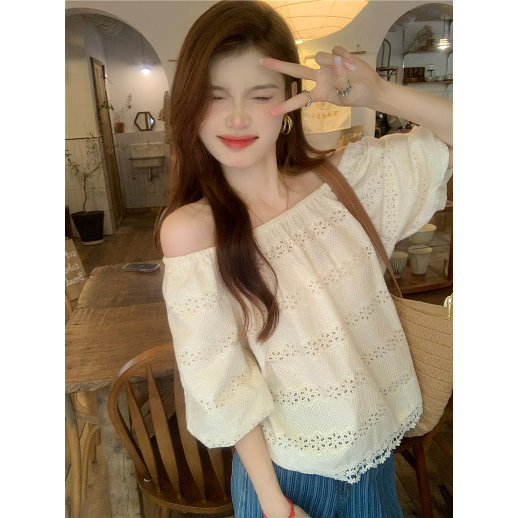 Áo Kiểu Tay Phồng Phối Ren Phong Cách Hàn Quốc Dễ Phối Đồ Thời Trang Mùa Hè 64182